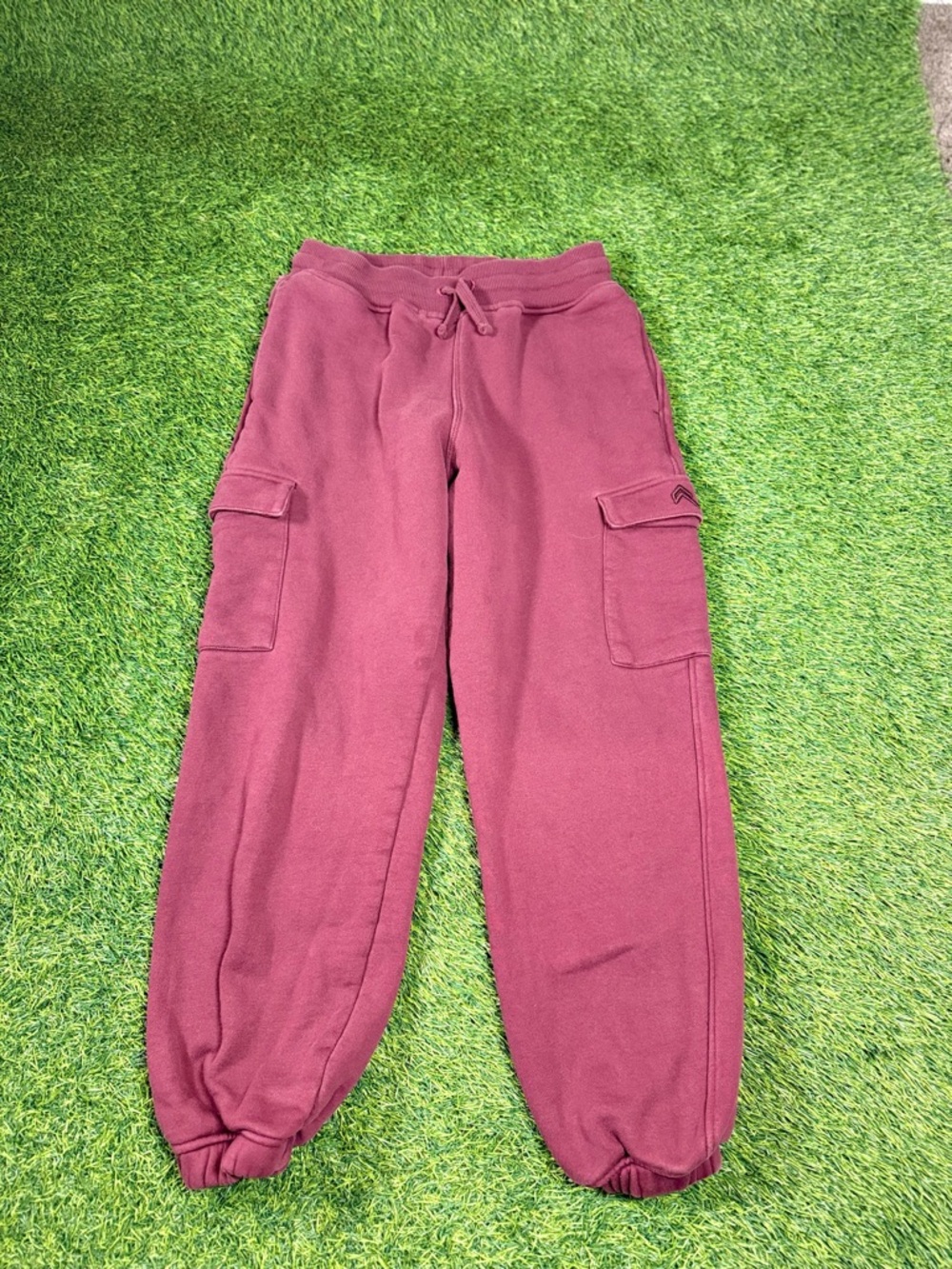 Oner Active Burgundy Cargo Jogger Sweatpants Fleece Lined Elastic Waist size s